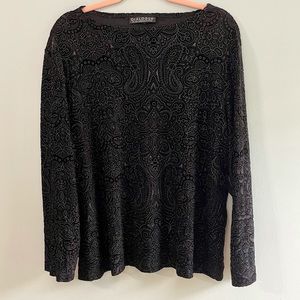 Dialogue Black Top with Paisley Velvet Print